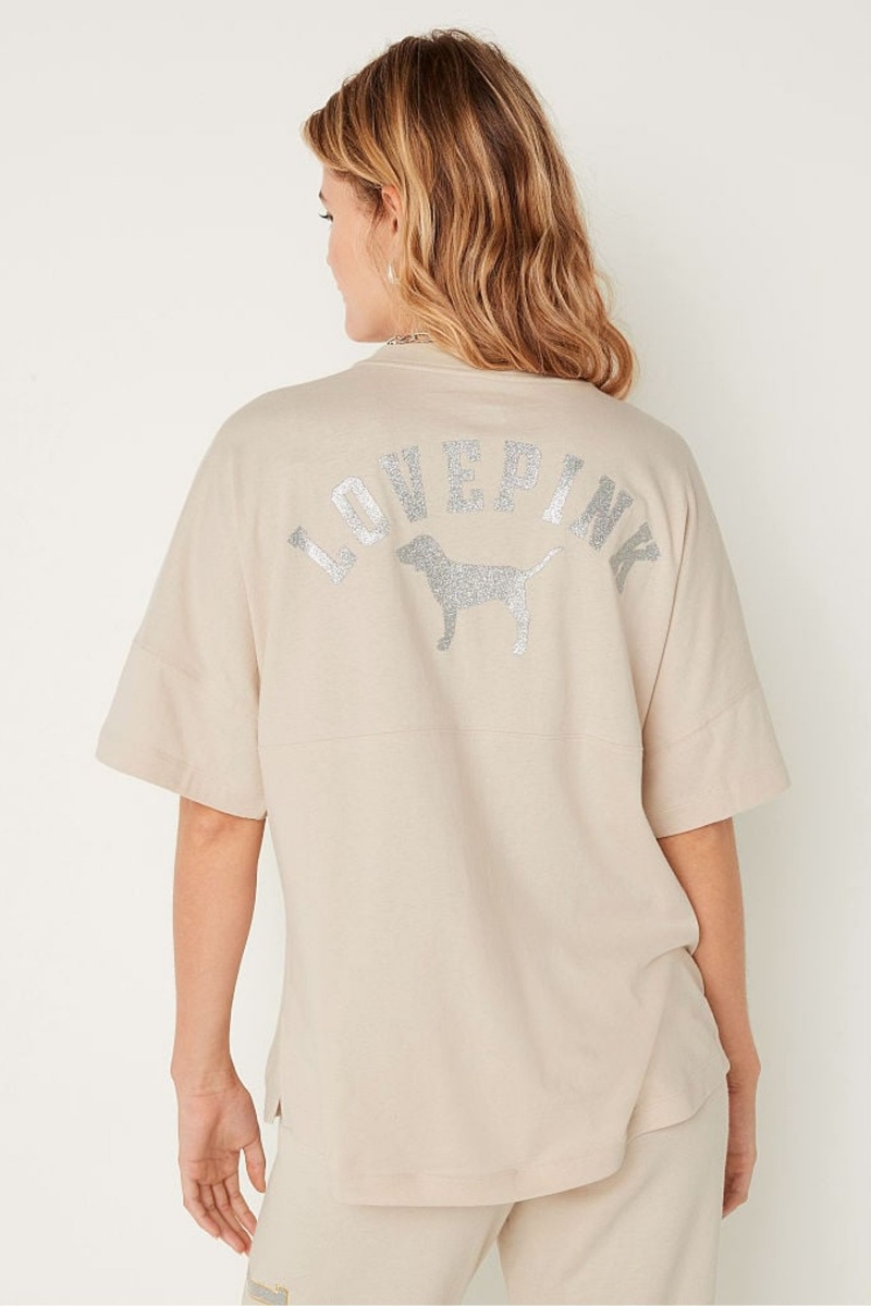 Victoria's Secret Shine Oversized Kratke Sleeve T-Shirt Tmavo Siva | FVRIE-3057