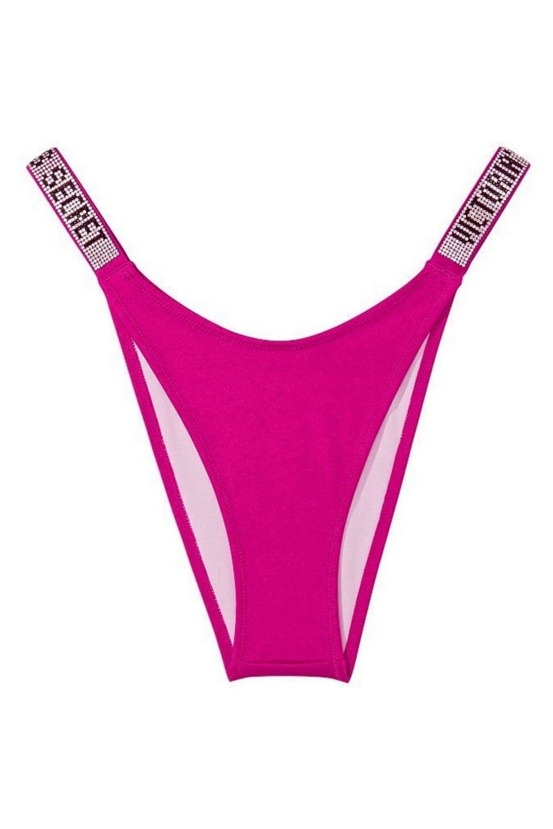 Victoria's Secret Shine Remienkove Swim Bikiny Bottom Čierne | MCSXH-4290