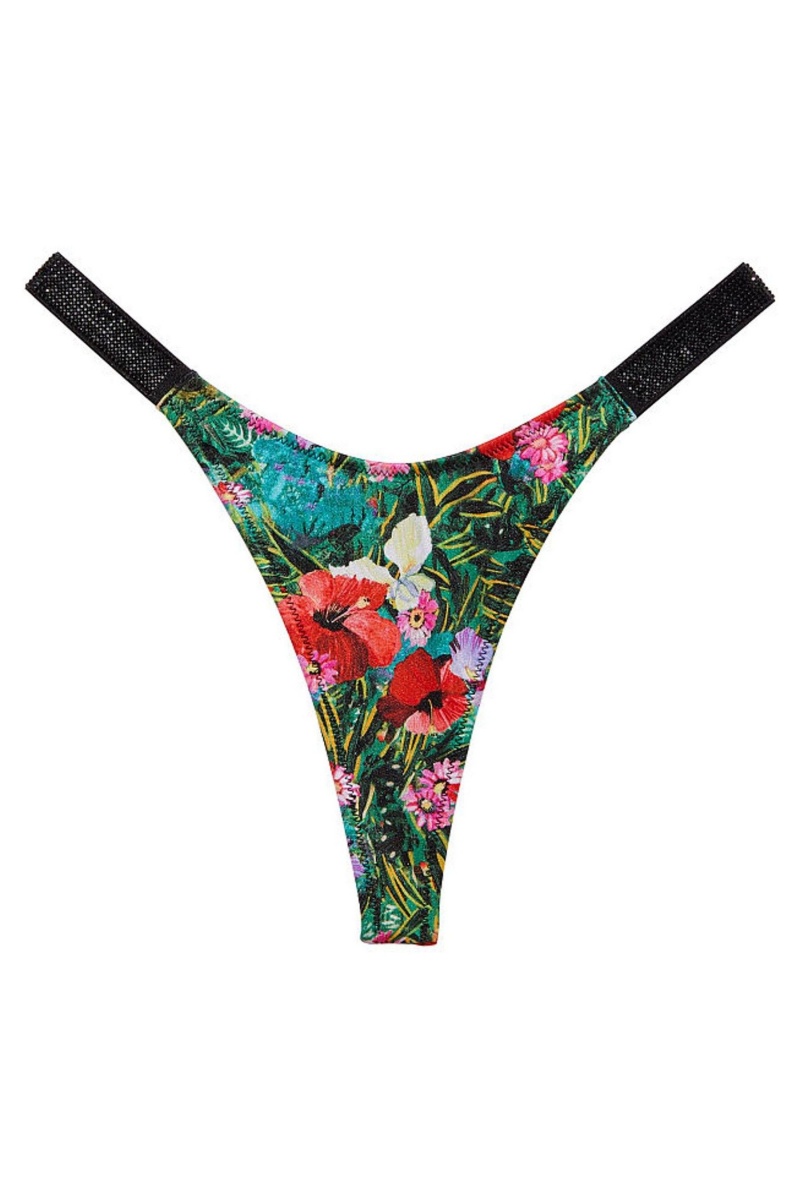 Victoria's Secret Shine Remienkove Swim Bikiny Bottom Čierne | ZNRUF-6871