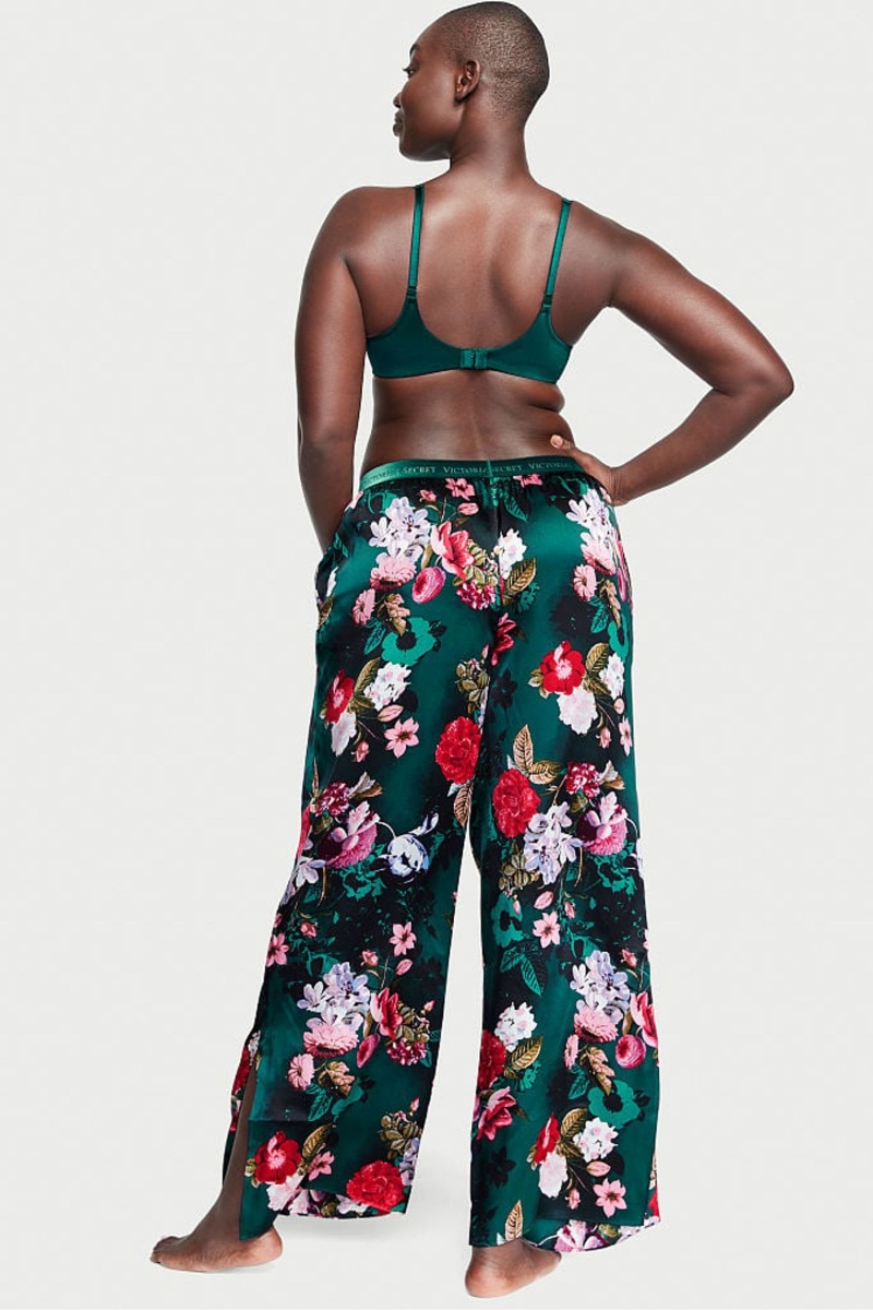 Victoria's Secret Silk Floral Pyjama Bottoms Zelene | QLORY-2054