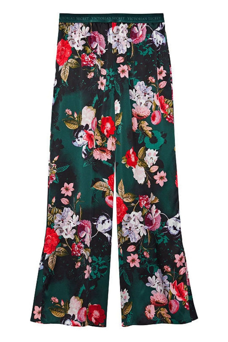 Victoria's Secret Silk Floral Pyjama Bottoms Zelene | QLORY-2054