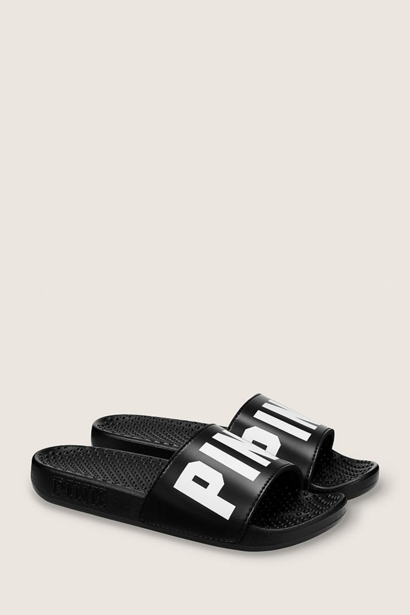 Victoria\'s Secret Sliders Čierne | ZFAQD-7850