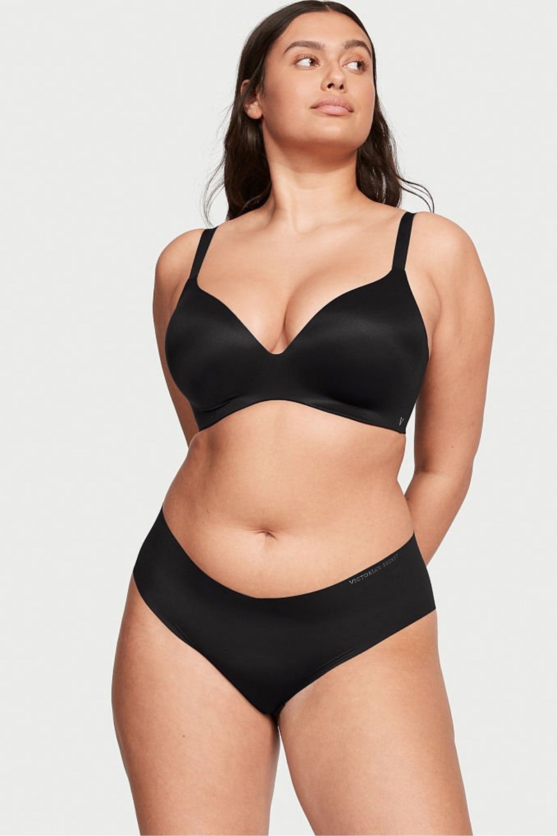 Victoria's Secret Smooth Lightly Podsite Non Wired Push Up Bra Čierne | QYBCE-6921