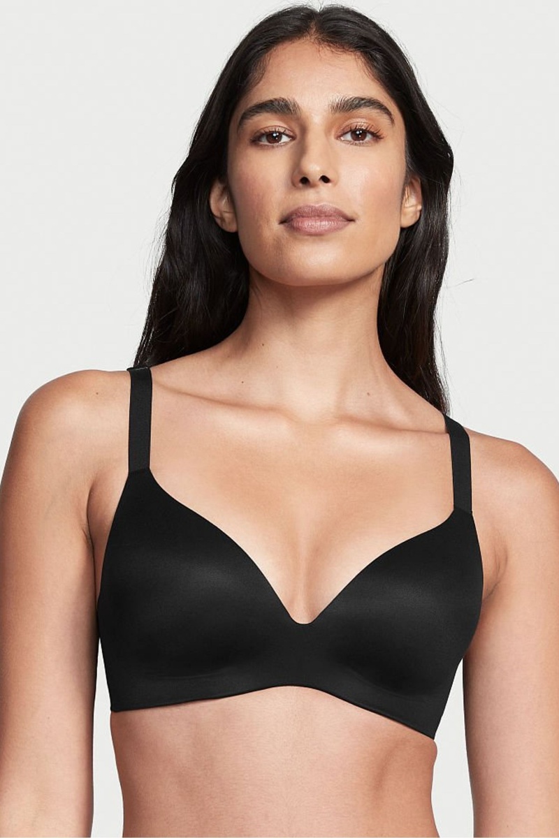 Victoria\'s Secret Smooth Lightly Podsite Non Wired Push Up Bra Čierne | QYBCE-6921