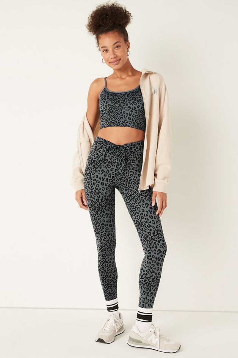 Victoria's Secret Soft Ultimate High Pásom Ruched V Legging Tmavo Siva Leopardie | UEBLC-1593