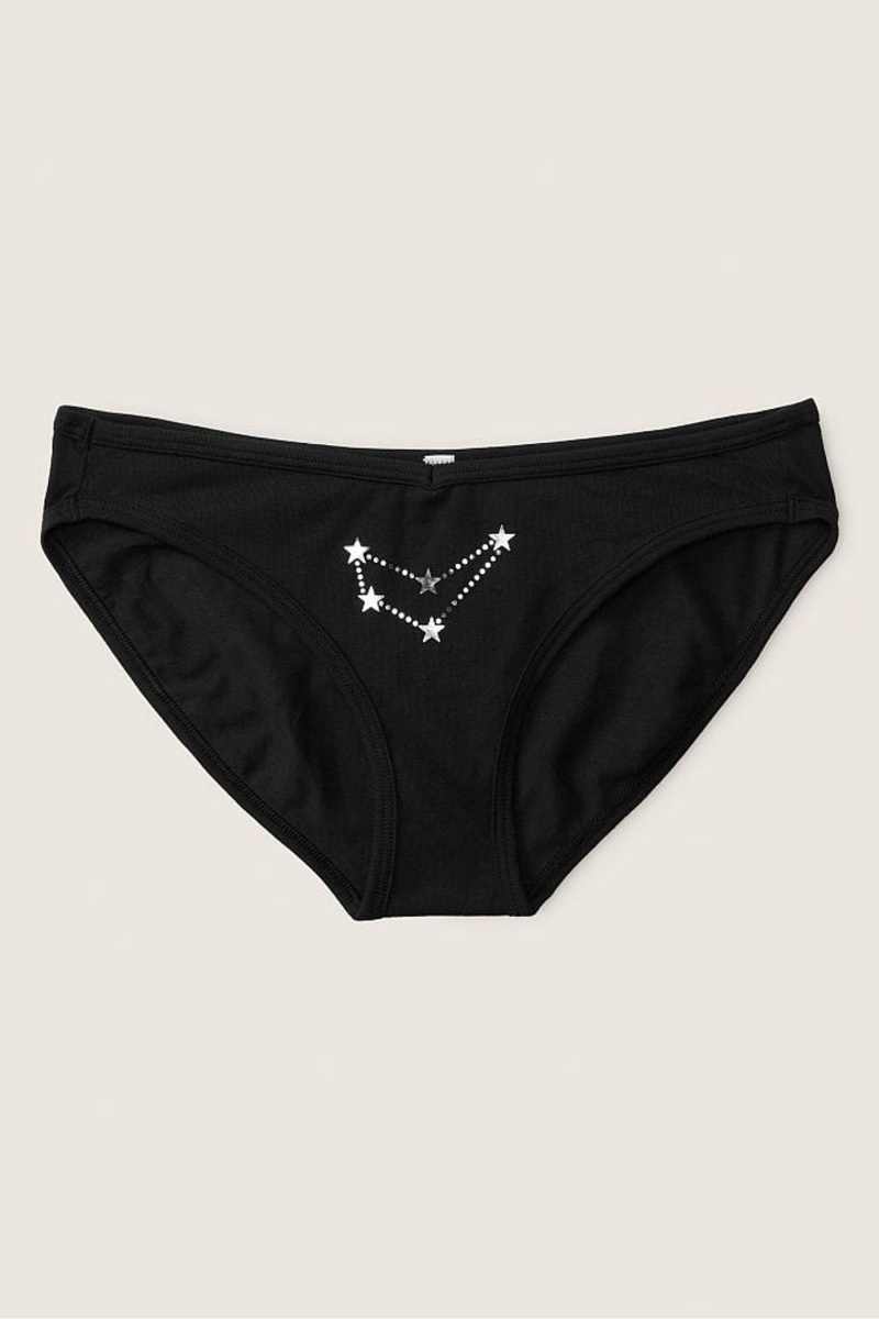 Victoria\'s Secret Stretch Bavlnene Astrology Bavlnene Bikiny Knickers Čierne | HDYXR-3569