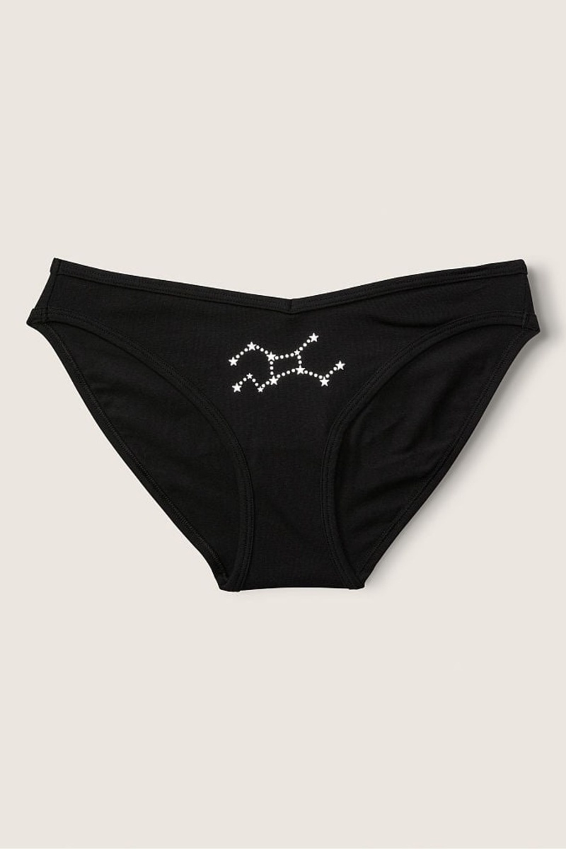 Victoria\'s Secret Stretch Bavlnene Astrology Bavlnene Bikiny Knickers Čierne | JHFTI-5619