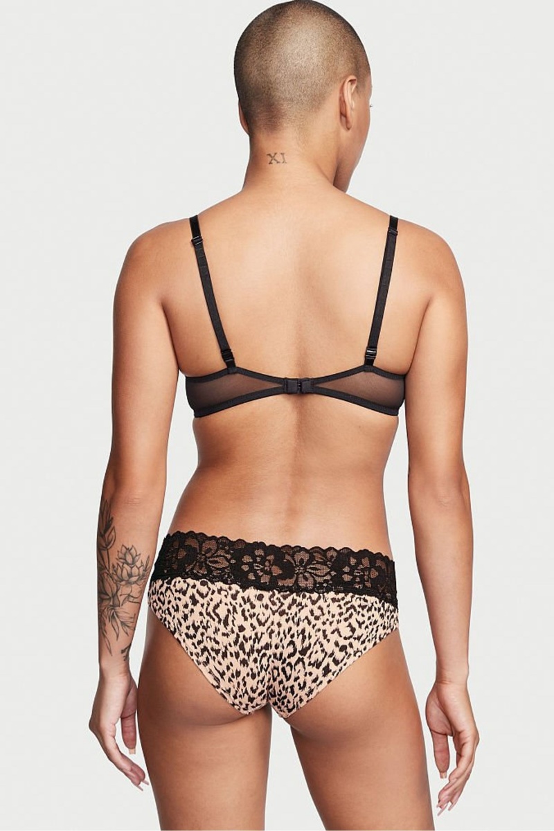 Victoria's Secret Stretch Bavlnene Bavlnene Cipkovane Pásom Hipster Knickers Hnede | SVYTM-7068