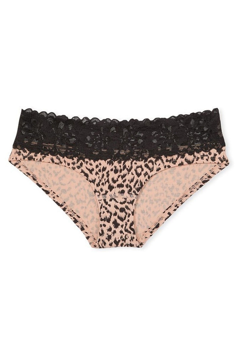 Victoria's Secret Stretch Bavlnene Bavlnene Cipkovane Pásom Hipster Knickers Hnede | SVYTM-7068