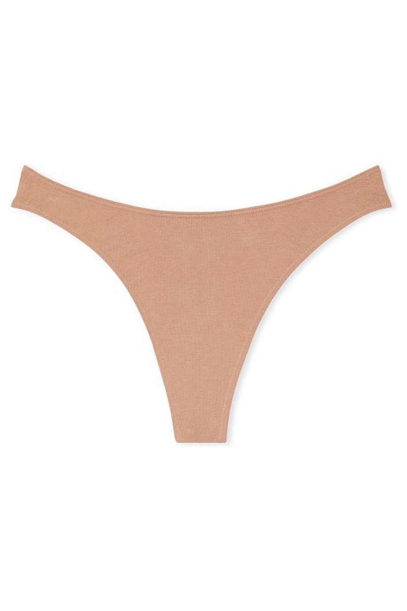 Victoria's Secret Stretch Bavlnene Bavlnene High Leg Tanga Knickers Sweet Praline Nude | IFBQO-6982