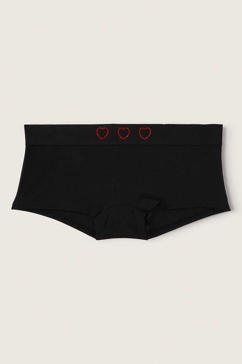 Victoria's Secret Stretch Bavlnene Bavlnene Logo Kratke Knickers Čierne Čierne | MUSBO-1239