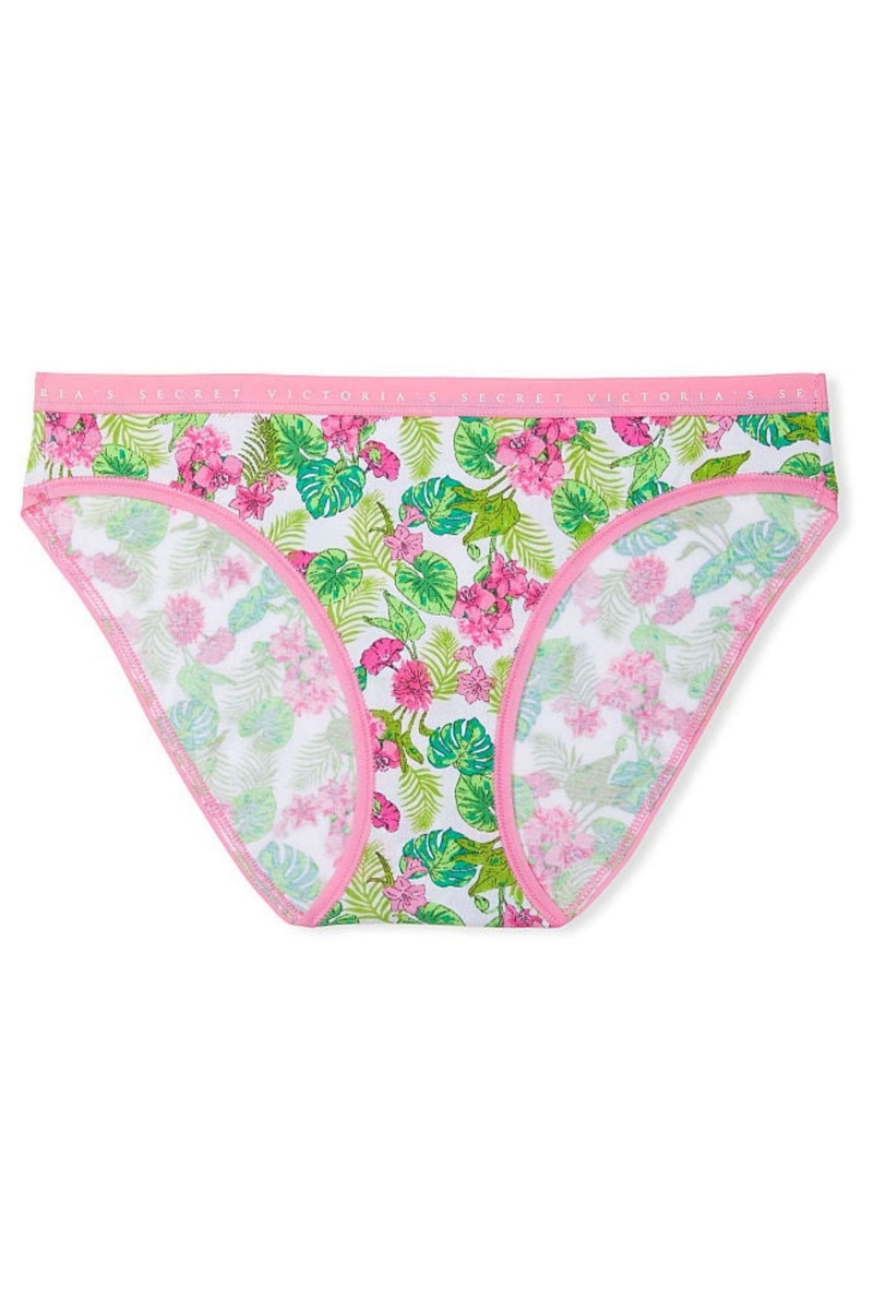 Victoria's Secret Stretch Bavlnene Bavlnene Bikiny Knickers Whtie Tropical Oasis | KNECP-0415