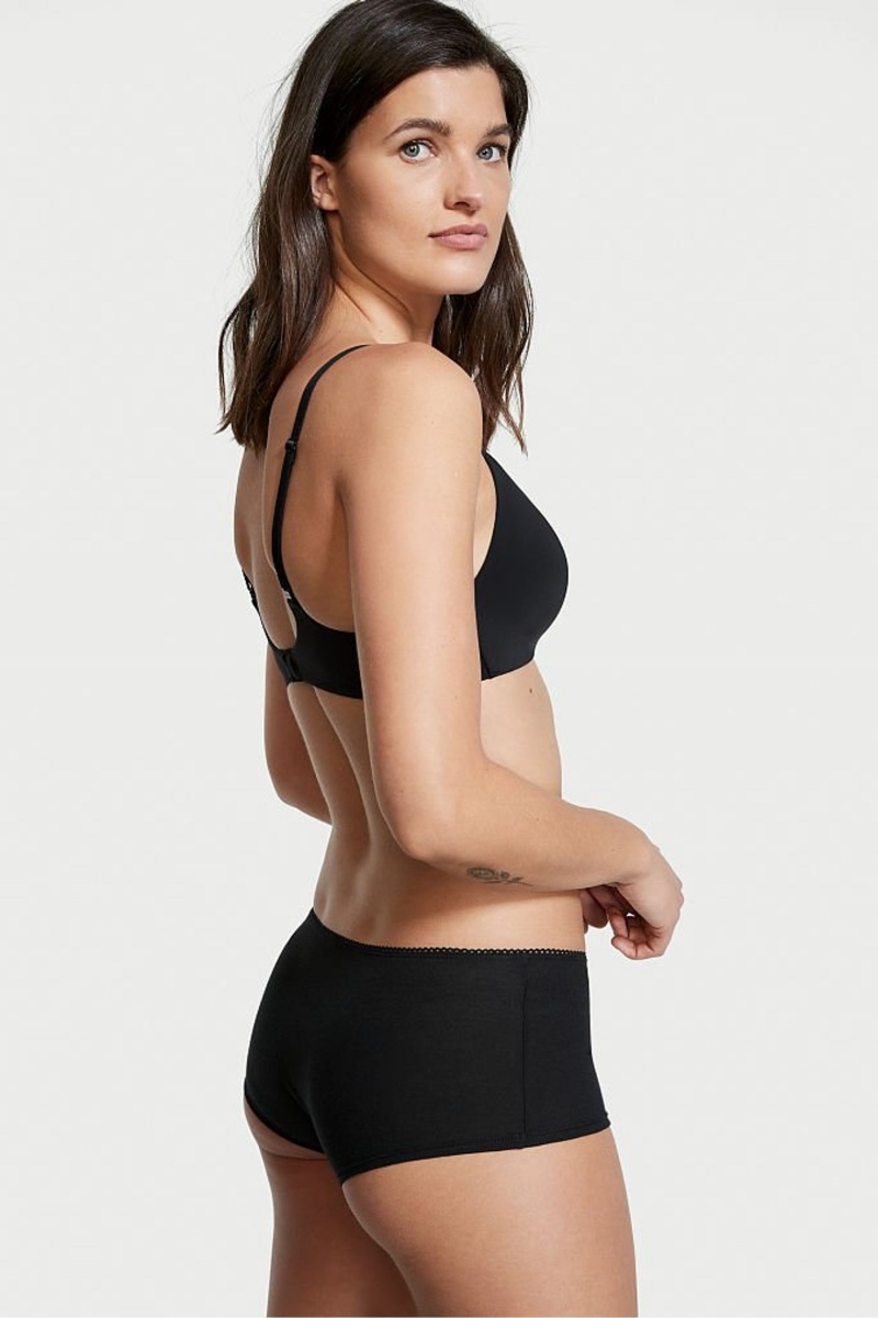 Victoria's Secret Stretch Bavlnene Bavlnene Kratke Knickers Čierne | RBCWA-2845