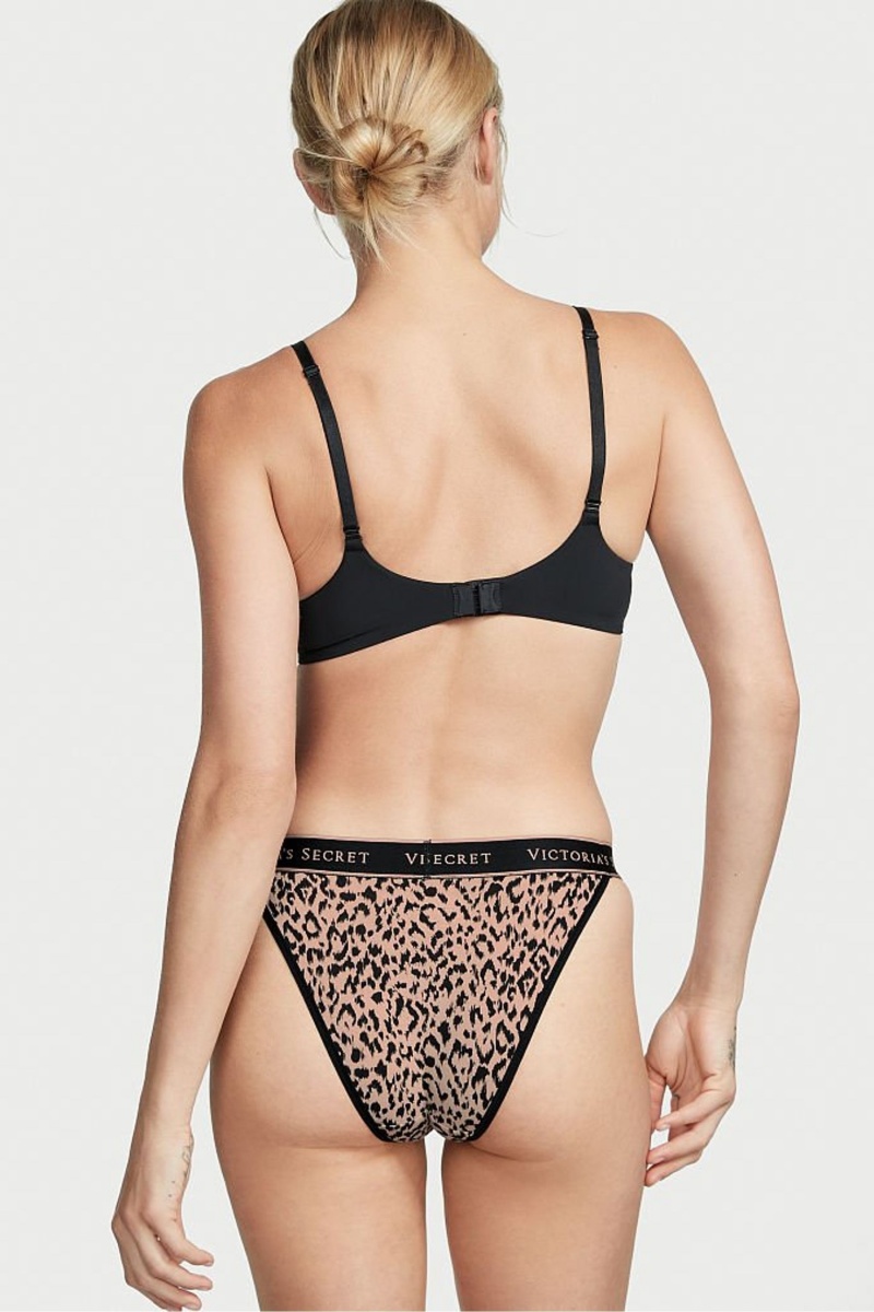 Victoria's Secret Stretch Bavlnene Bavlnene Logo Tanga Knickers Leopardie | IFTWQ-8415