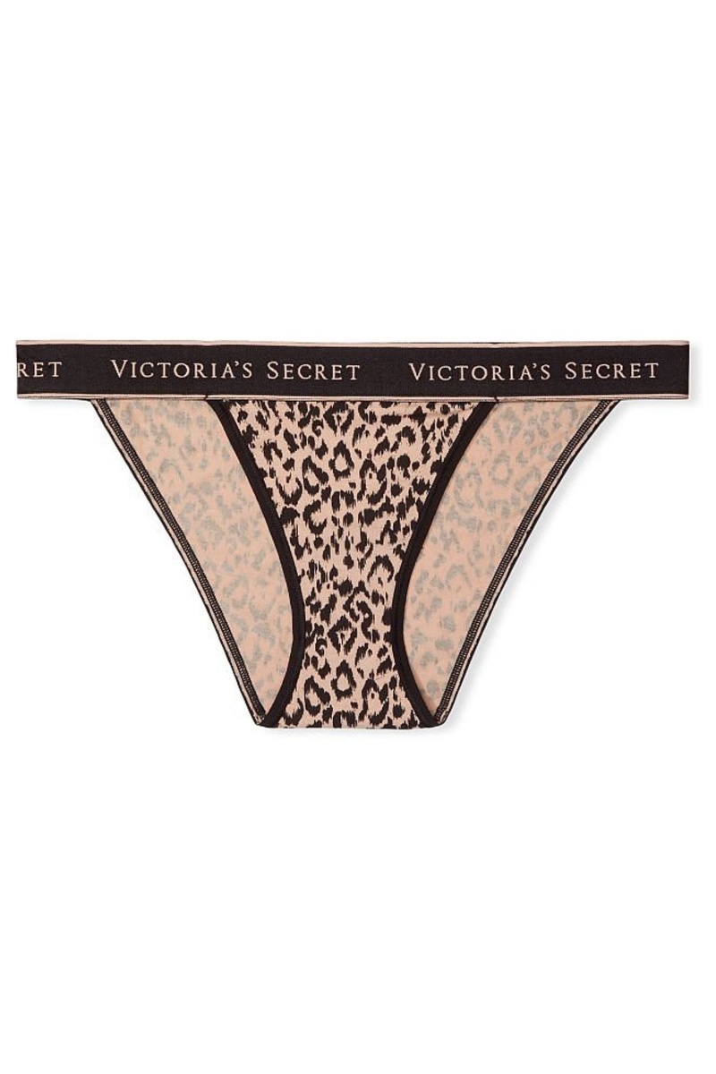 Victoria's Secret Stretch Bavlnene Bavlnene Logo Tanga Knickers Leopardie | IFTWQ-8415