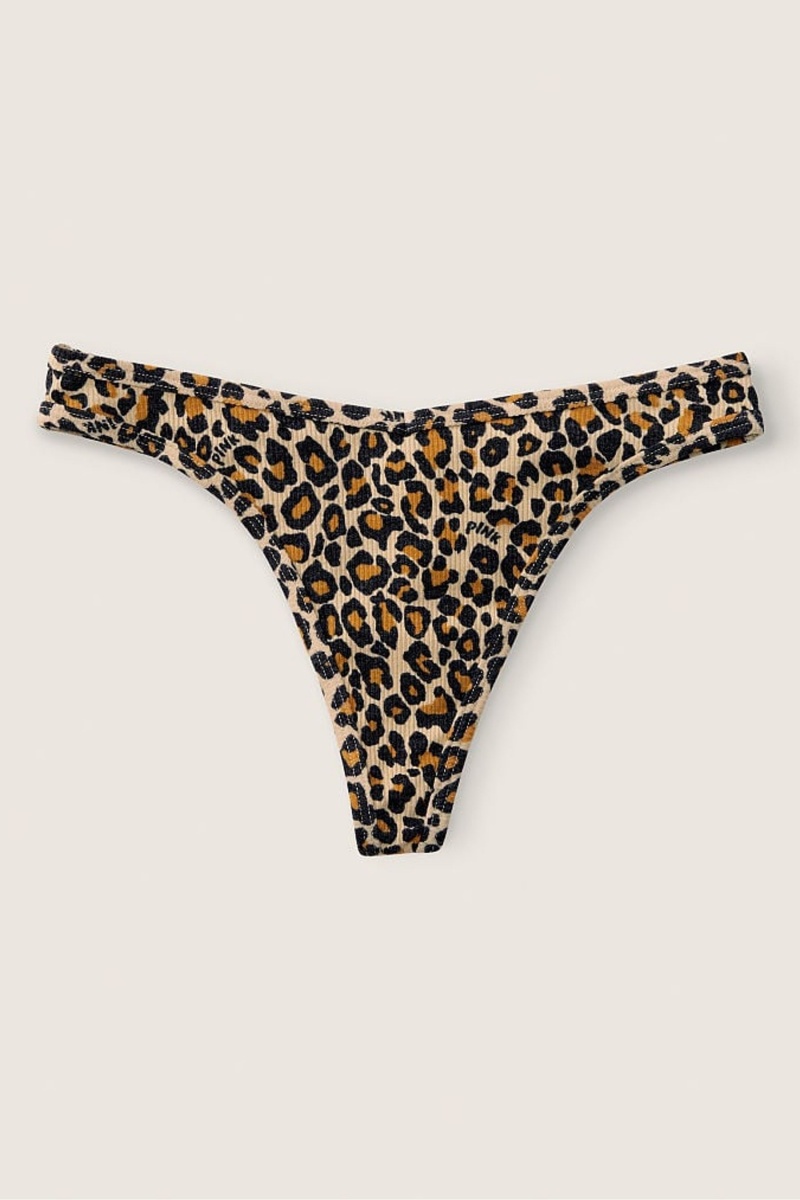 Victoria\'s Secret Stretch Bavlnene Bavlnene Tanga Knickers Natural Leo | ZHNKO-6530