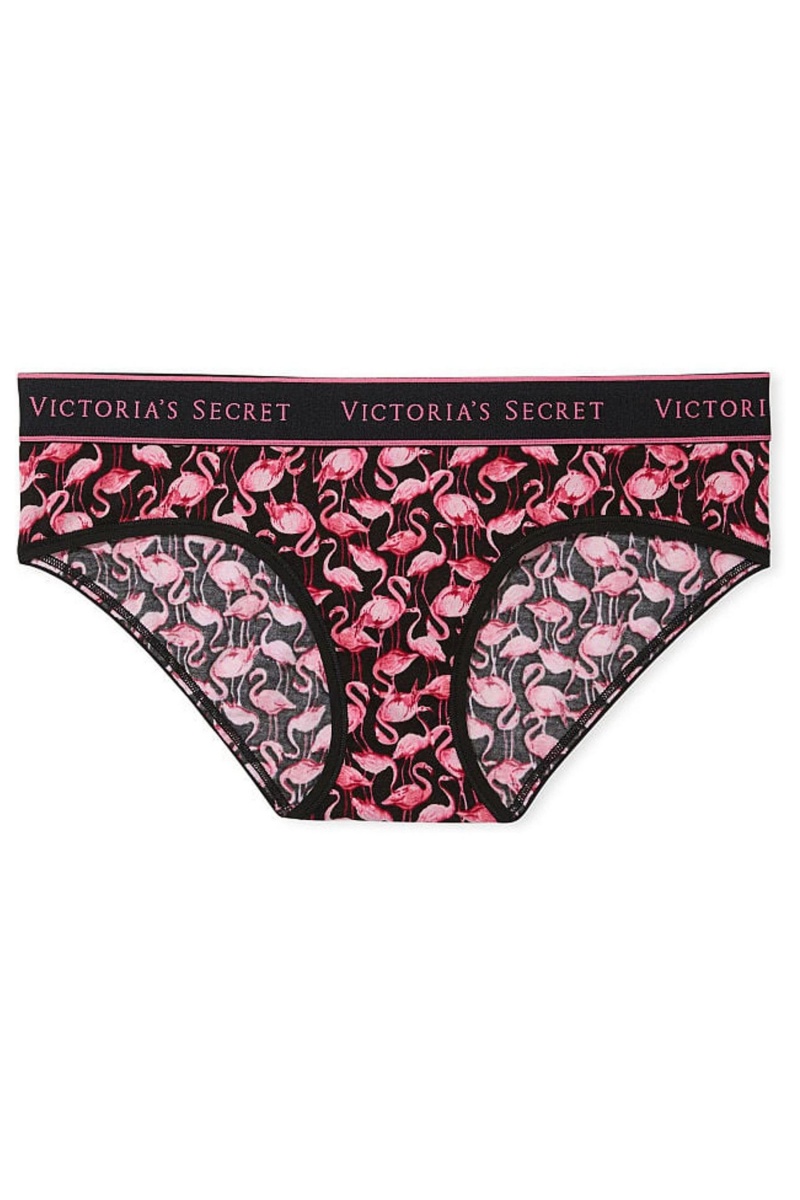 Victoria's Secret Stretch Bavlnene Bavlnene Logo Hipster Knickers Čierne | ULZFW-7851