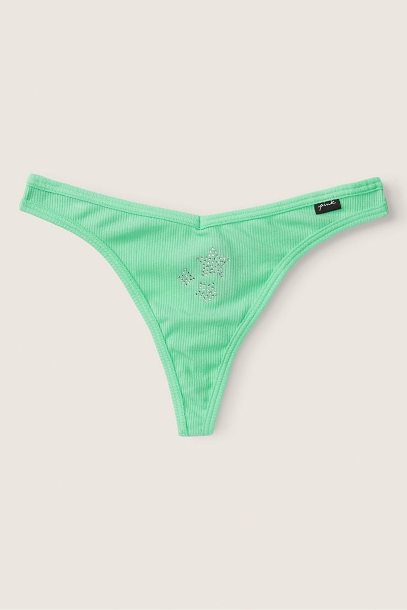 Victoria's Secret Stretch Bavlnene Bavlnene Tanga Knicker Zelene | YVCKA-5701