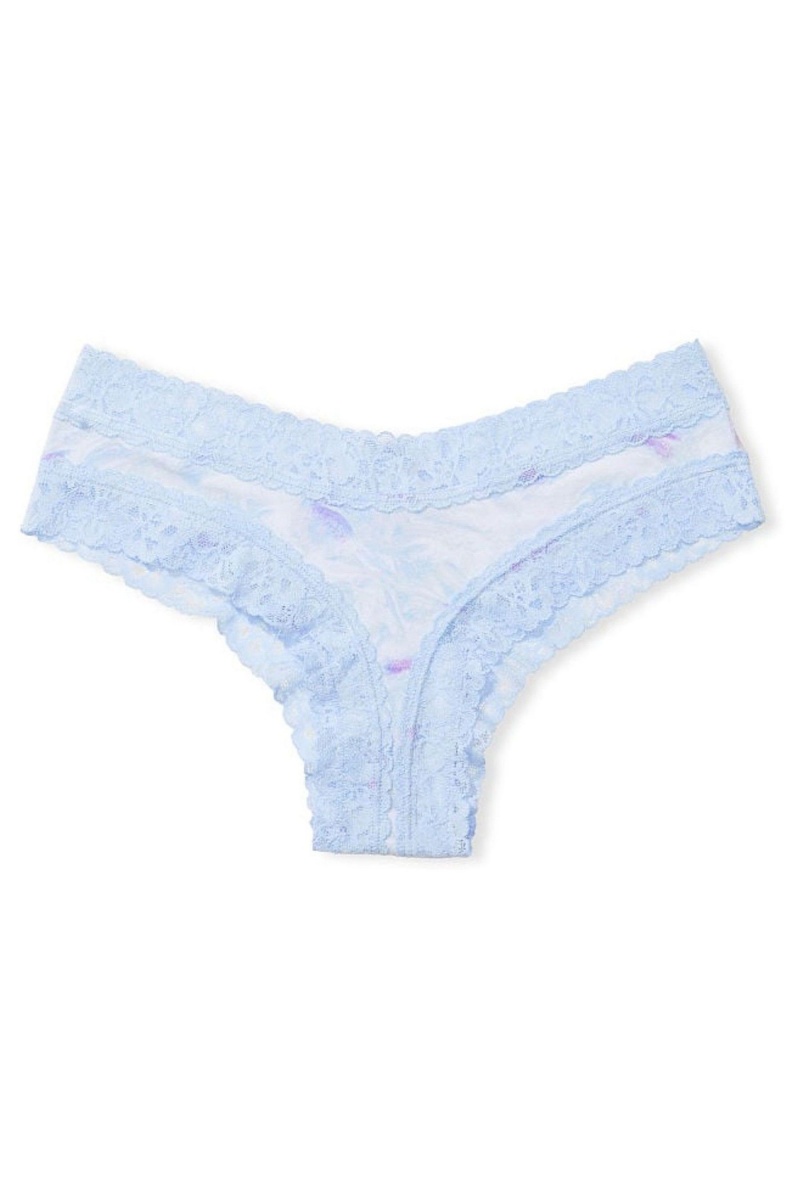 Victoria's Secret Stretch Bavlnene Cipkovane Pásom Bavlnene Cheeky Knickers Modre | WHPXN-8147