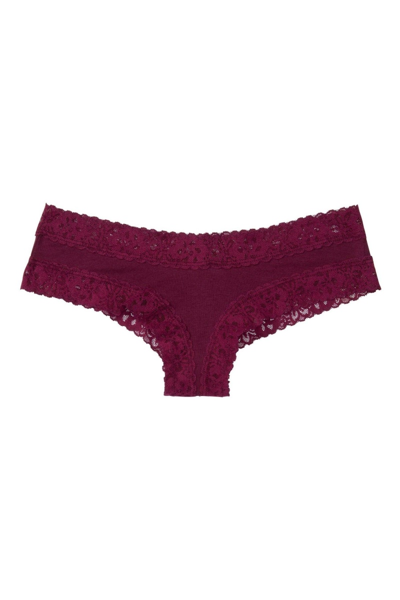 Victoria's Secret Stretch Bavlnene Cipkovane Pásom Bavlnene Cheeky Knickers Modre | OVKUN-6157