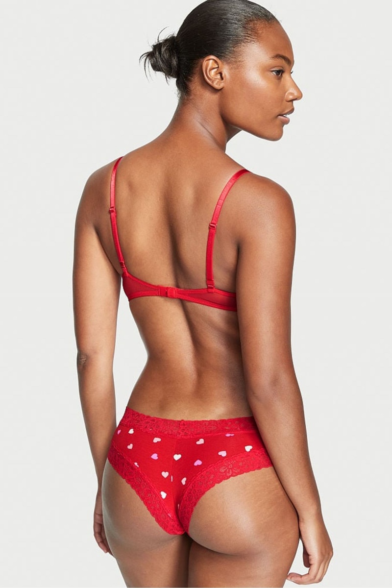 Victoria's Secret Stretch Bavlnene Cipkovane Pásom Bavlnene Cheeky Knickers Modre | MDQPE-6038