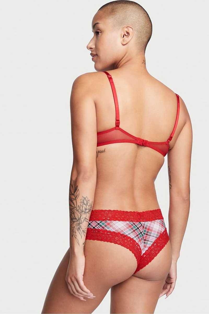 Victoria's Secret Stretch Bavlnene Cipkovane Pásom Bavlnene Cheeky Knickers Modre | VUSJF-2401