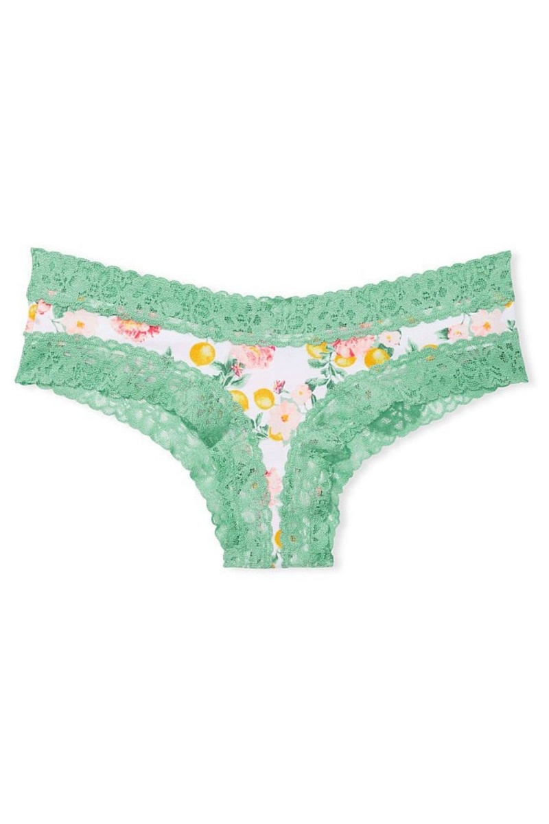 Victoria's Secret Stretch Bavlnene Cipkovane Pásom Bavlnene Cheeky Knickers Modre | WYZRD-7490