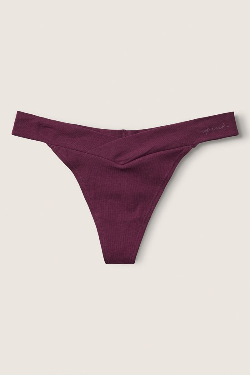 Victoria\'s Secret Stretch Bavlnene Crossover Bavlnene Tanga Knicker Bordove Nachový | TMKRE-2650