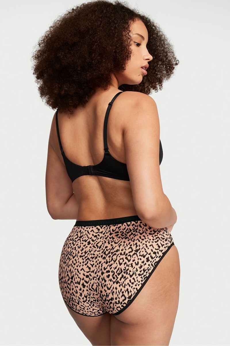 Victoria's Secret Stretch Bavlnene High Leg Brief Knickers Leopardie Hnede | NLGIV-4723