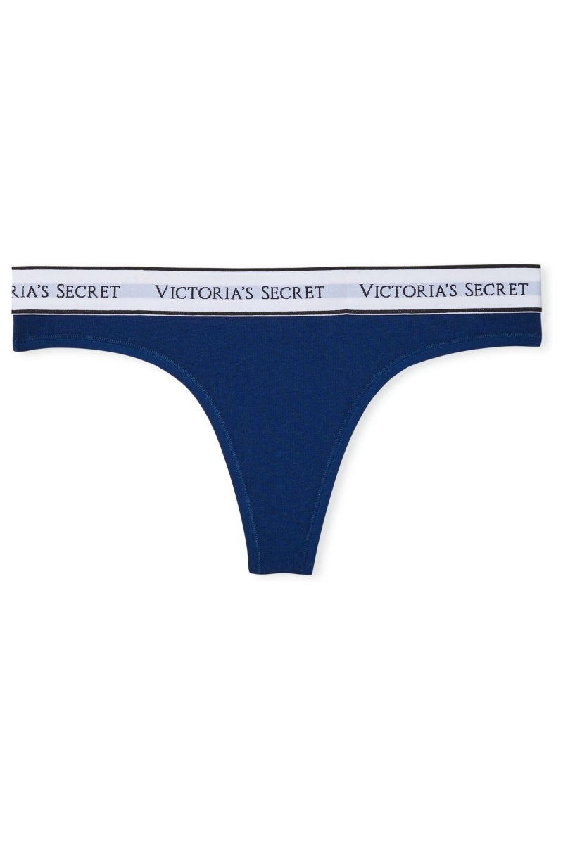 Victoria's Secret Stretch Bavlnene Logo Knickers Modre | QUKGI-2948