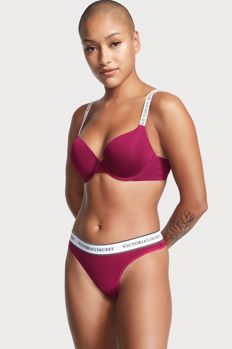 Victoria's Secret Stretch Bavlnene Logo Knickers Červené | OTJXV-3479