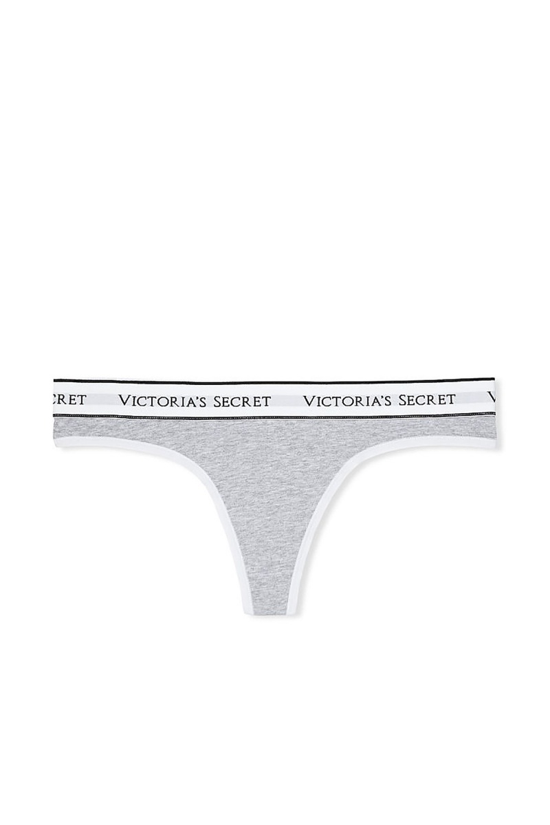 Victoria's Secret Stretch Bavlnene Logo Knickers Siva | CVEPJ-7938