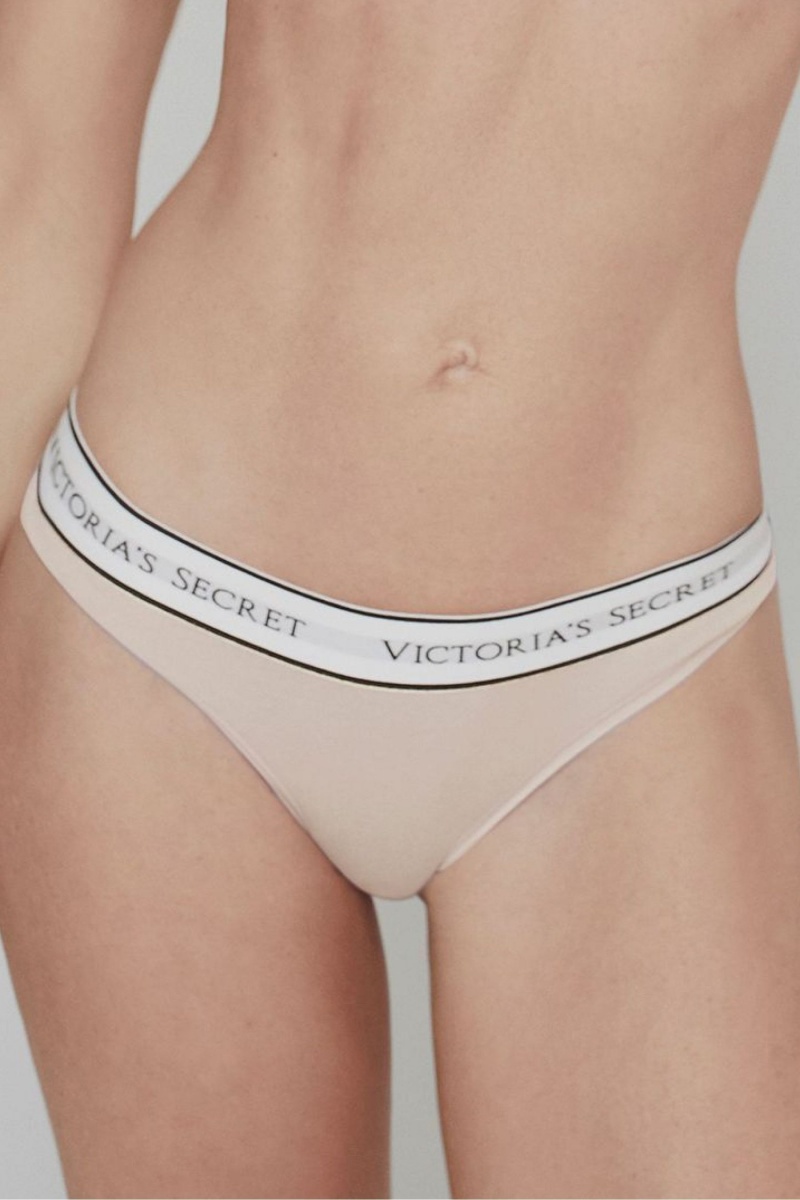 Victoria\'s Secret Stretch Bavlnene Logo Knickers Nude | QVUEI-3905