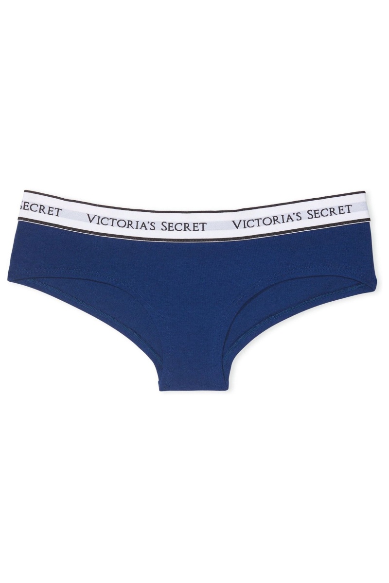 Victoria's Secret Stretch Bavlnene Logo Knickers Modre | AOMNY-7426