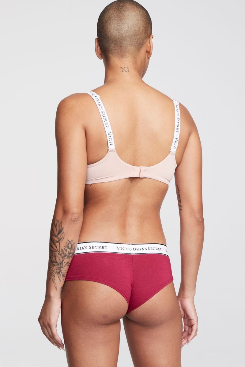 Victoria's Secret Stretch Bavlnene Logo Knickers Červené | TBWMA-0934