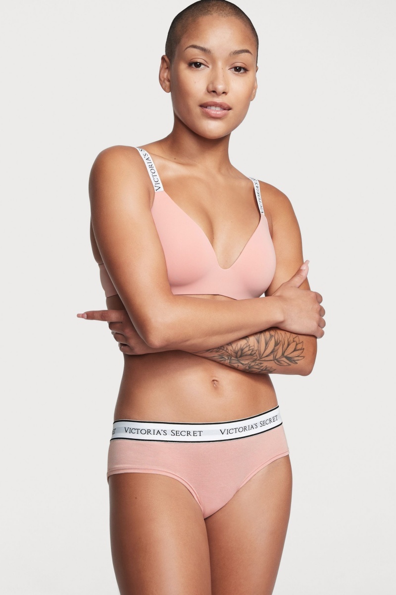 Victoria's Secret Stretch Bavlnene Logo Knickers Ruzove Ruzove | BYVJU-1729