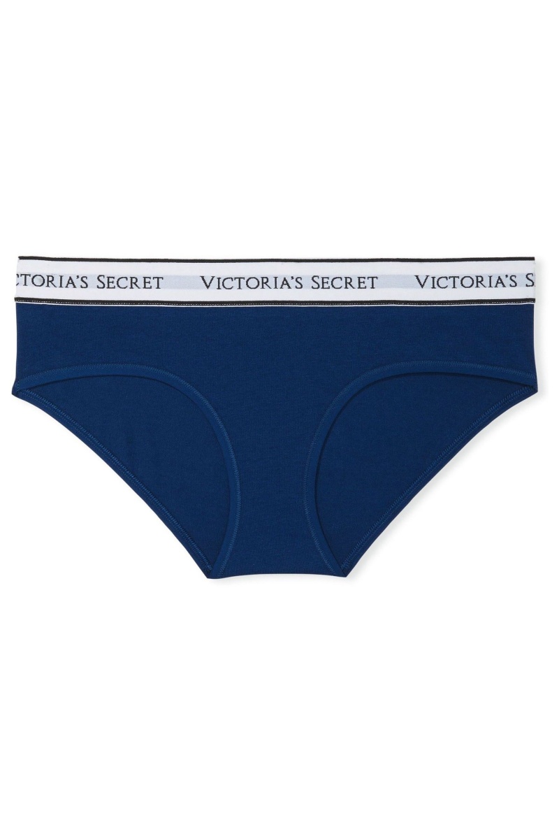 Victoria's Secret Stretch Bavlnene Logo Knickers Modre | HVULF-1539