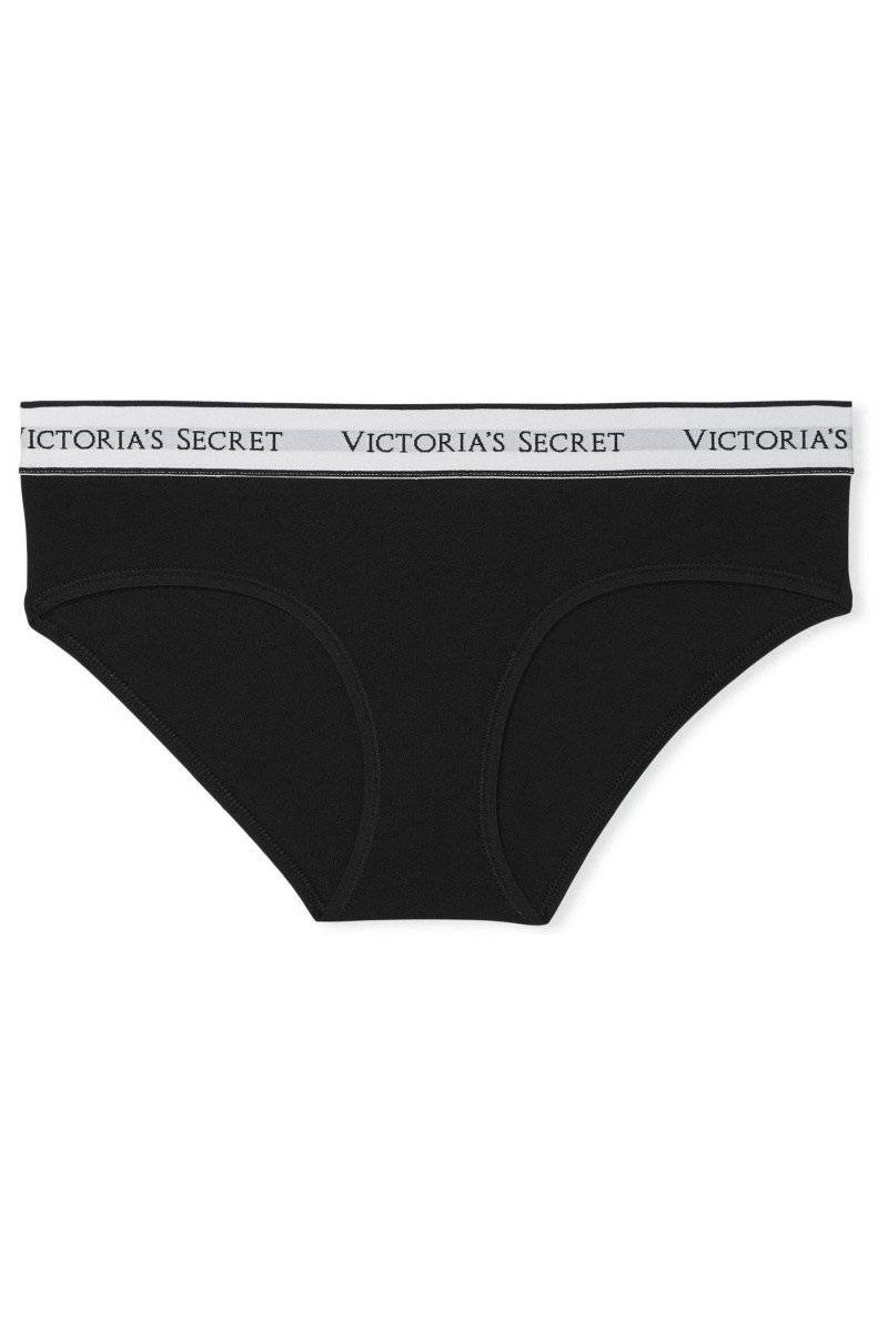 Victoria's Secret Stretch Bavlnene Logo Knickers Čierne | DZIYJ-3586