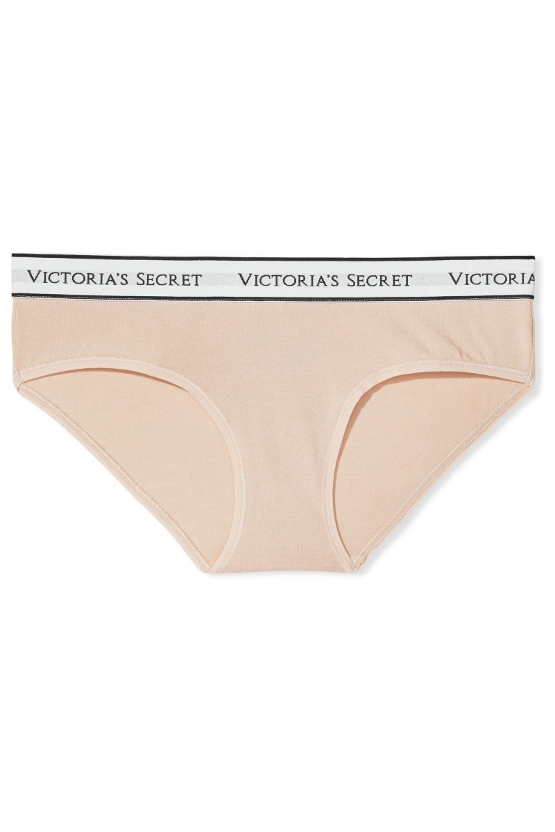 Victoria's Secret Stretch Bavlnene Logo Knickers Champagne Nude | DEFSH-4039