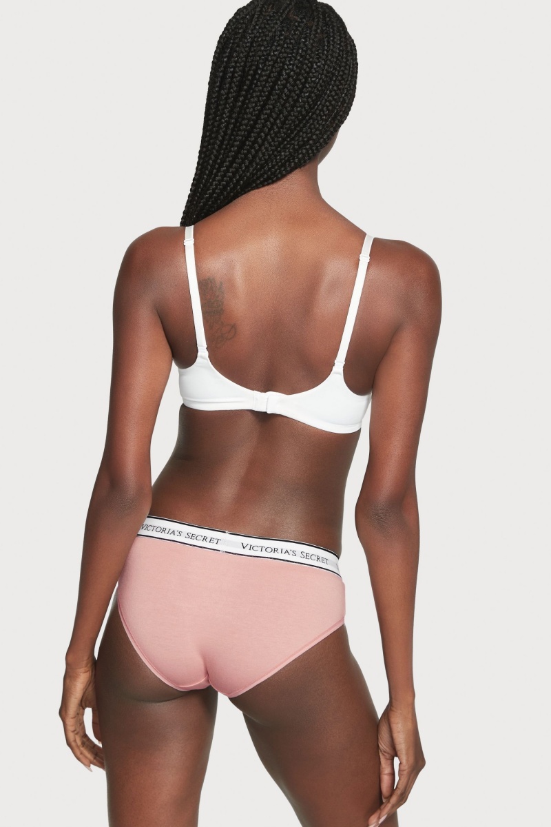 Victoria's Secret Stretch Bavlnene Logo Knickers Ruzove Ruzove | HQULY-0164