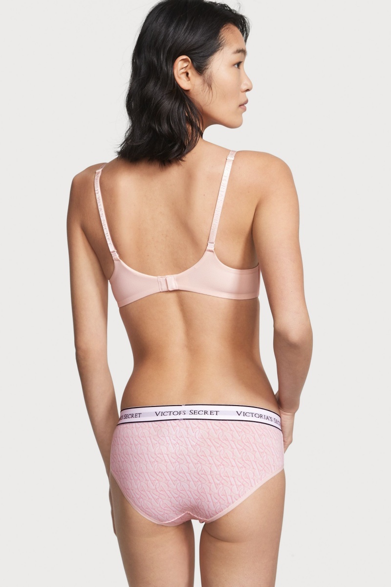 Victoria's Secret Stretch Bavlnene Logo Knickers Ruzove | CYZXR-0489