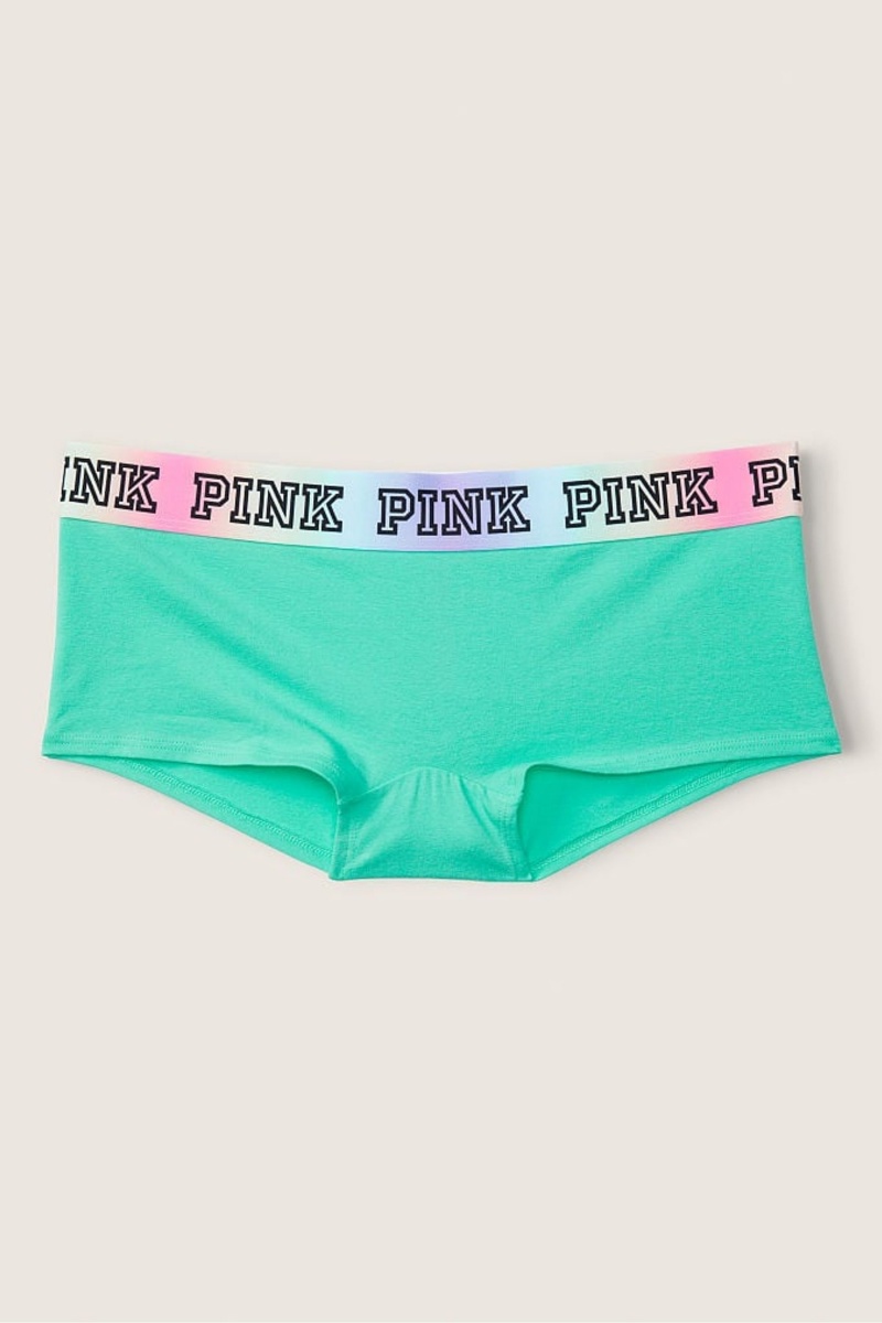 Victoria's Secret Stretch Bavlnene Logo Kratke Knickers Čierne | GRBKM-2514