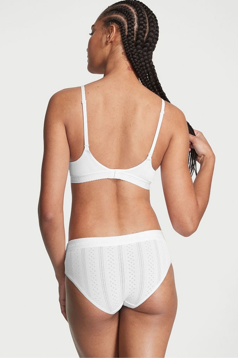 Victoria's Secret Stretch Bavlnene Logo Pásom Pointelle Hipster Knickers Nachový | LEYBZ-5213