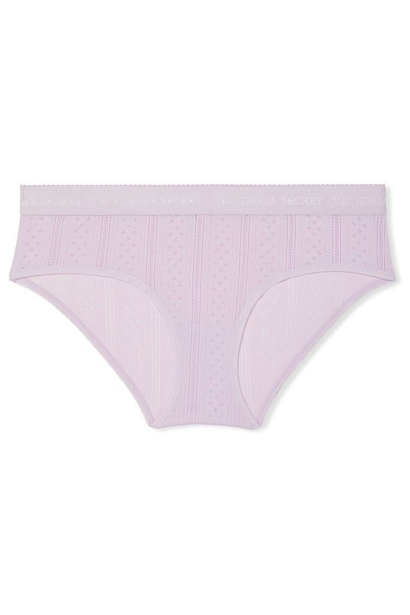 Victoria's Secret Stretch Bavlnene Logo Pásom Pointelle Hipster Knickers Nachový | FABTC-2534