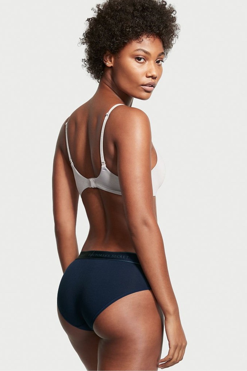 Victoria's Secret Stretch Bavlnene Stretch Bavlnene Logo Pásom Hipster Knickers Námornícka Modrá Modre | TALWN-6457