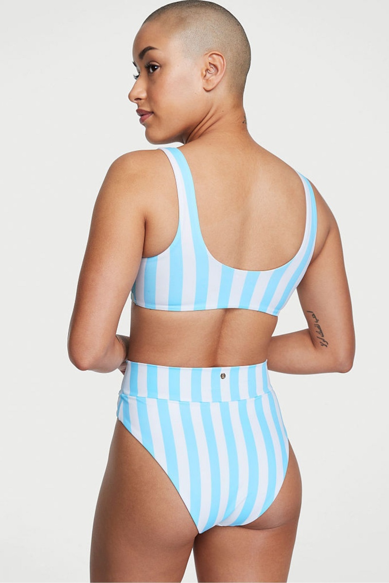 Victoria's Secret Swim Bikiny Bottom Modre Pruhované | FSHJP-8569