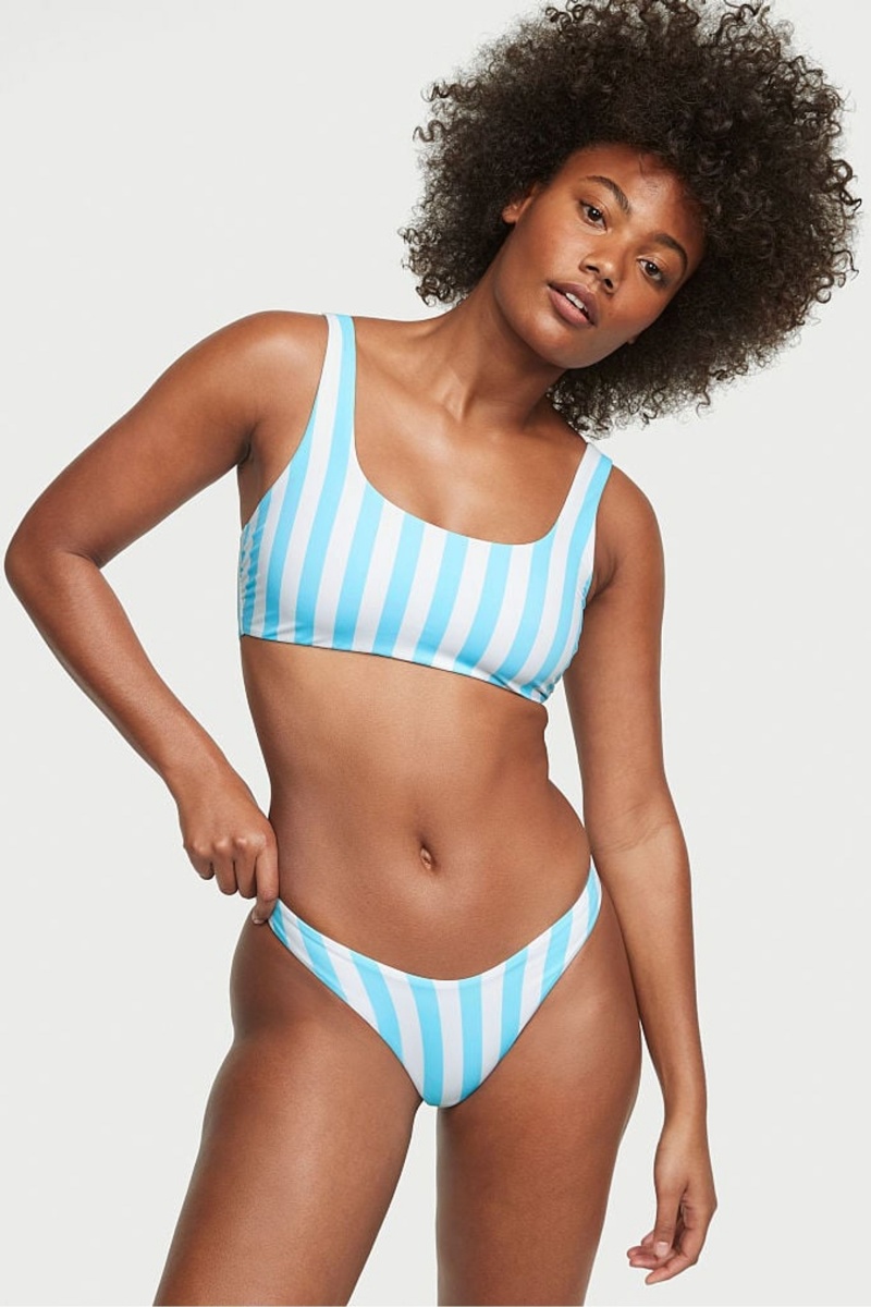 Victoria\'s Secret Swim Bikiny Bottom Modre Pruhované | IPZYH-7192