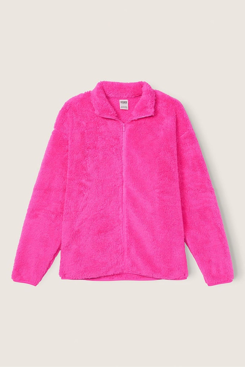 Victoria's Secret Teddy Full Zip Jacket Ruzove | DPKTY-9187