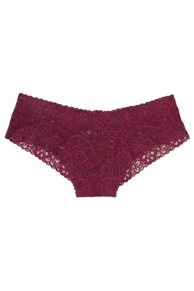 Victoria's Secret The Lacie Cipkovane Cheeky Knickers Bordove Nachový | LWPDV-4617