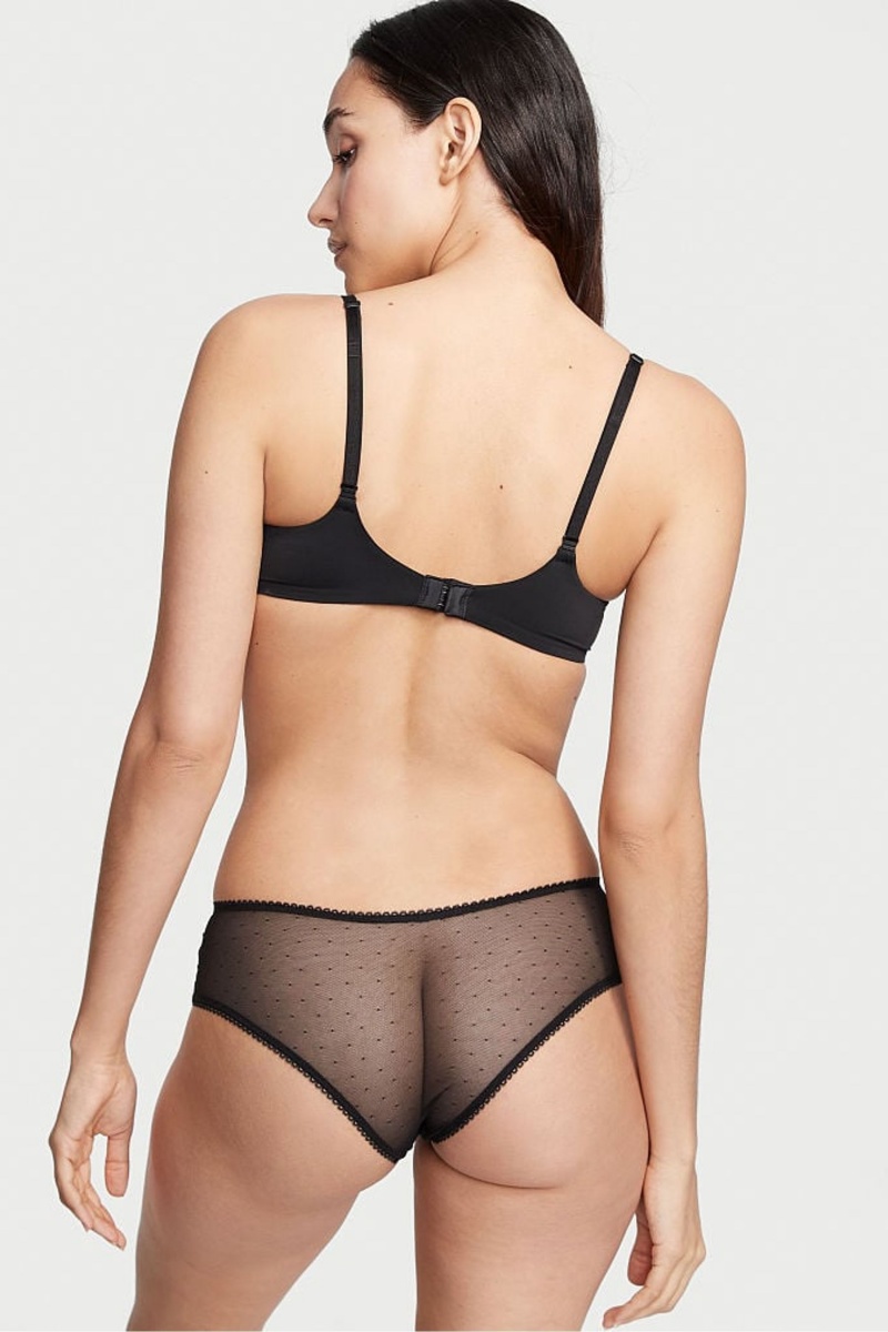 Victoria's Secret The Lacie Cipkovane Cheeky Knickers Čierne | UWDCF-3548